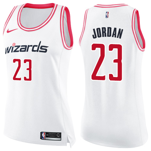 Nike Wizards #23 Michael Jordan White/Pink Women's NBA Swingman Fashion Jersey