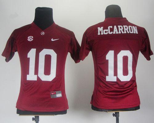 Crimson Tide #10 AJ McCarron Red Women's Stitched NCAA Jersey