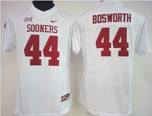 Sooners #44 Brian Bosworth White Women's Stitched NCAA Jersey - Click Image to Close