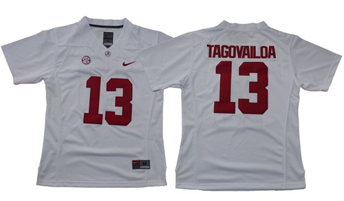 Crimson Tide #13 Tua Tagovailoa White Limited Women's Stitched NCAA Jersey