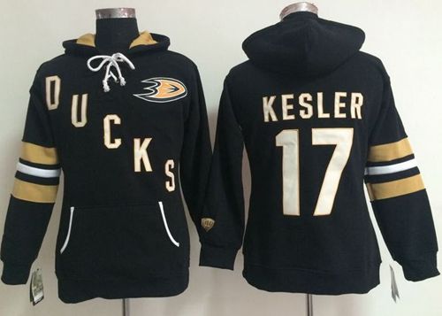 Anaheim Ducks #17 Ryan Kesler Black Women's Old Time Heidi NHL Hoodie