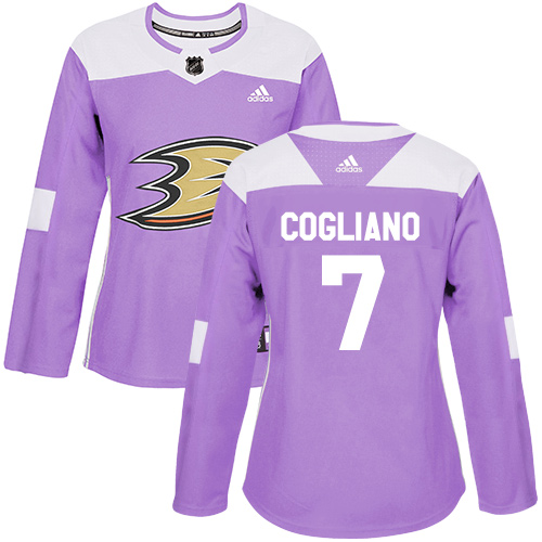 Adidas Ducks #7 Andrew Cogliano Purple Authentic Fights Cancer Women's Stitched NHL Jersey - Click Image to Close