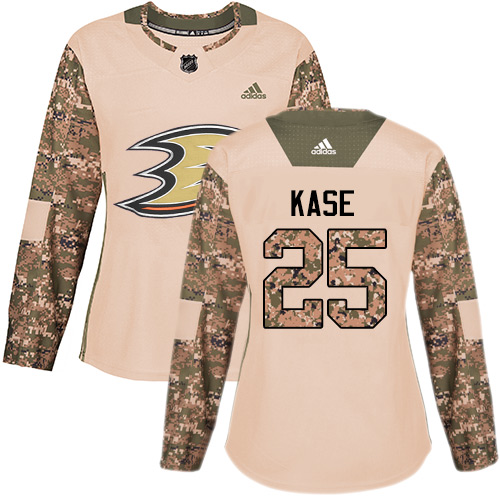 Adidas Ducks #25 Ondrej Kase Camo Authentic 2017 Veterans Day Women's Stitched NHL Jersey