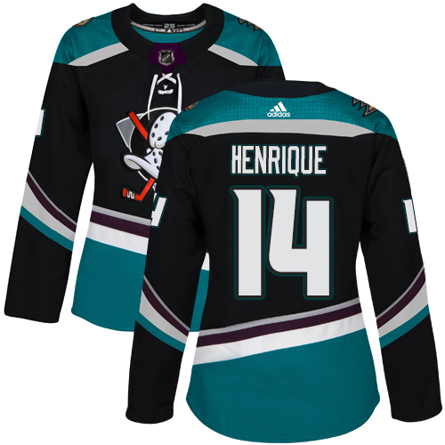 Adidas Ducks #14 Adam Henrique Black/Teal Alternate Authentic Women's Stitched NHL Jersey