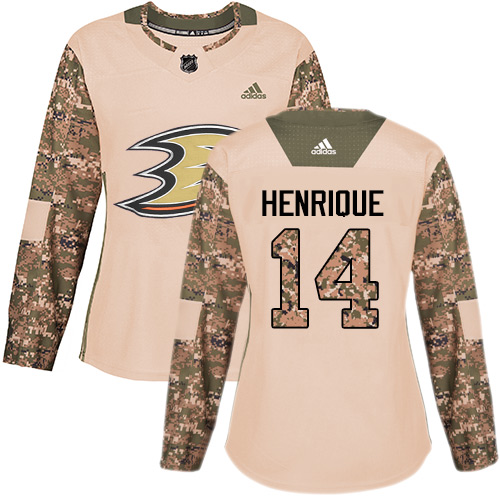 Adidas Ducks #14 Adam Henrique Camo Authentic 2017 Veterans Day Women's Stitched NHL Jersey