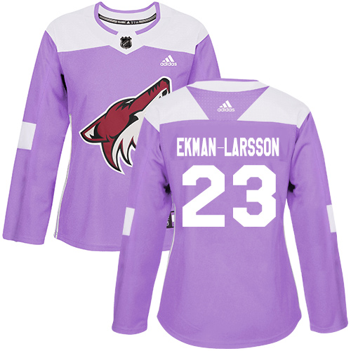 Adidas Coyotes #23 Oliver Ekman-Larsson Purple Authentic Fights Cancer Women's Stitched NHL Jersey