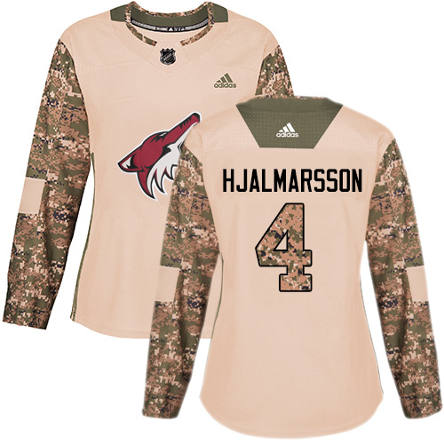 Adidas Coyotes #4 Niklas Hjalmarsson Camo Authentic 2017 Veterans Day Women's Stitched NHL Jersey