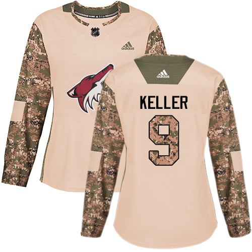 Adidas Coyotes #9 Clayton Keller Camo Authentic 2017 Veterans Day Women's Stitched NHL Jersey