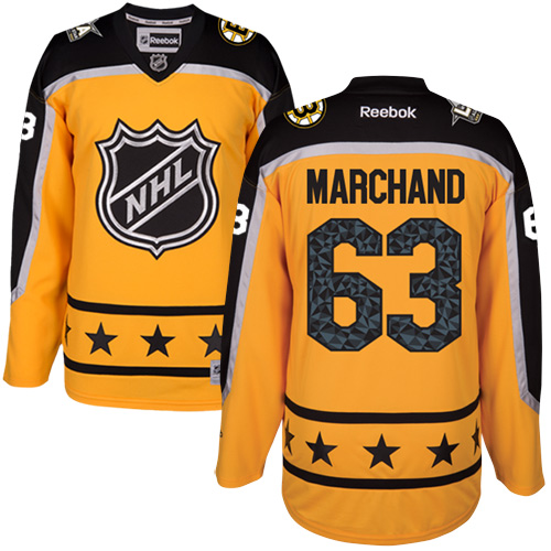 Bruins #63 Brad Marchand Yellow 2017 All-Star Atlantic Division Women's Stitched NHL Jersey - Click Image to Close