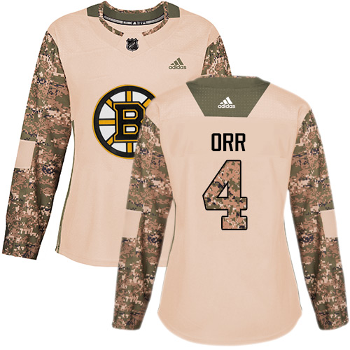 Adidas Bruins #4 Bobby Orr Camo Authentic 2017 Veterans Day Women's Stitched NHL Jersey