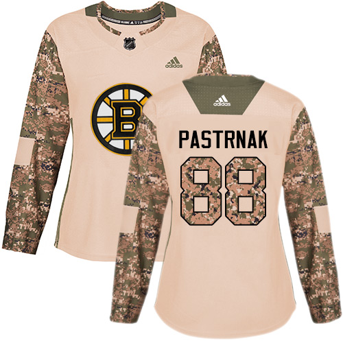 Adidas Bruins #88 David Pastrnak Camo Authentic 2017 Veterans Day Women's Stitched NHL Jersey