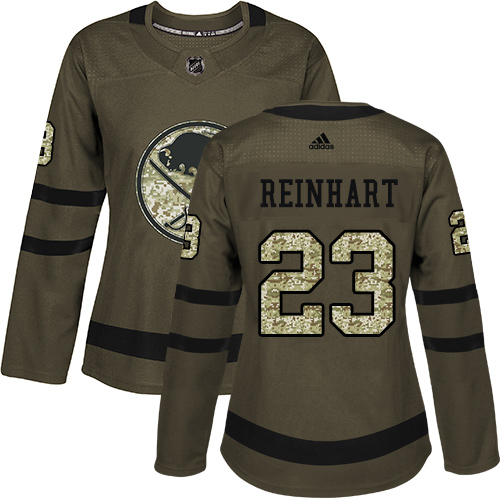 Adidas Sabres #23 Sam Reinhart Green Salute to Service Women's Stitched NHL Jersey - Click Image to Close