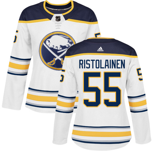 Adidas Sabres #55 Rasmus Ristolainen White Road Authentic Women's Stitched NHL Jersey