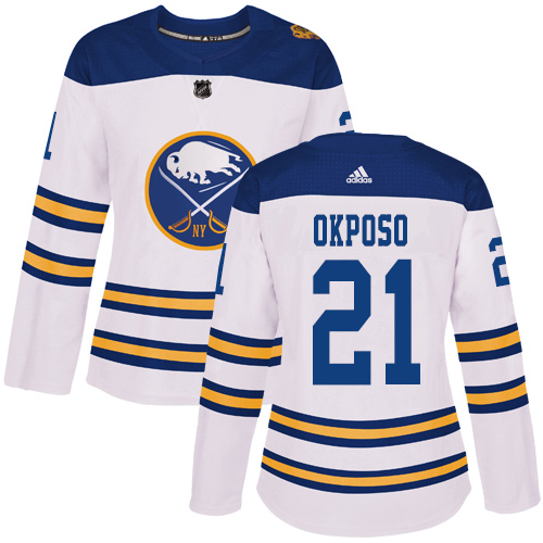 Adidas Sabres #21 Kyle Okposo White Authentic 2018 Winter Classic Women's Stitched NHL Jersey - Click Image to Close