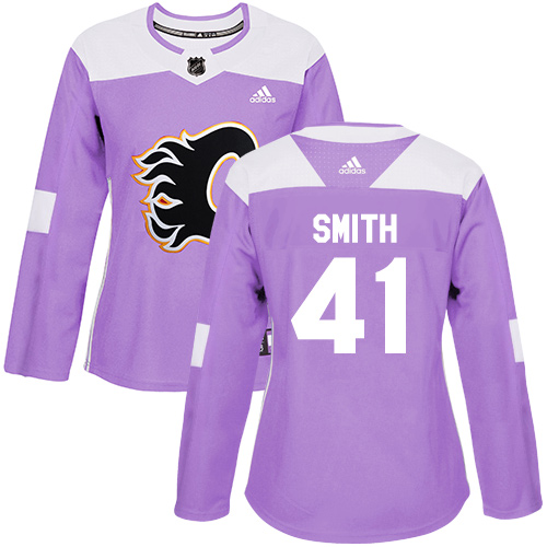 Adidas Flames #41 Mike Smith Purple Authentic Fights Cancer Women's Stitched NHL Jersey