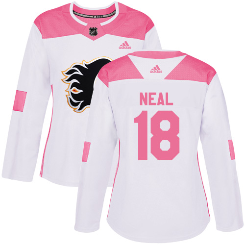 Adidas Flames #18 James Neal White/Pink Authentic Fashion Women's Stitched NHL Jersey - Click Image to Close