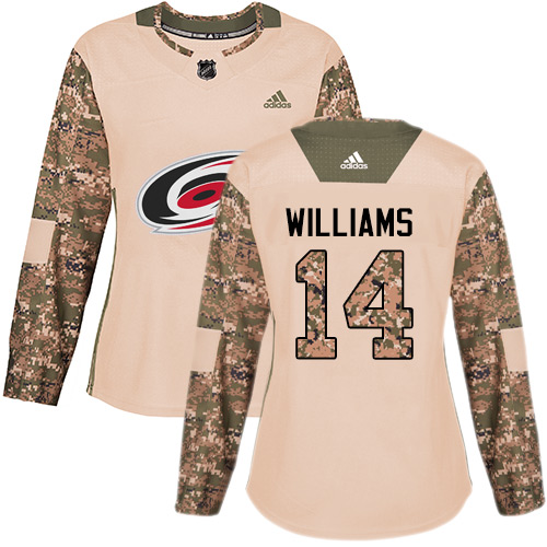 Adidas Hurricanes #14 Justin Williams Camo Authentic 2017 Veterans Day Women's Stitched NHL Jersey