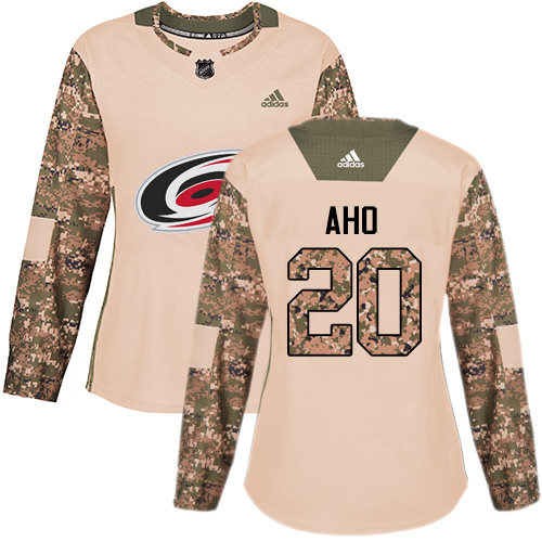 Adidas Hurricanes #20 Sebastian Aho Camo Authentic 2017 Veterans Day Women's Stitched NHL Jersey