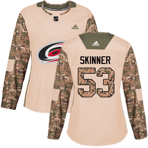 Adidas Hurricanes #53 Jeff Skinner Camo Authentic 2017 Veterans Day Women's Stitched NHL Jersey