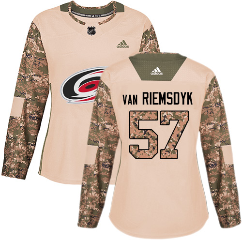 Adidas Hurricanes #57 Trevor Van Riemsdyk Camo Authentic 2017 Veterans Day Women's Stitched NHL Jersey