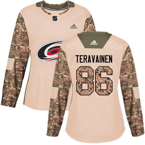 Adidas Hurricanes #86 Teuvo Teravainen Camo Authentic 2017 Veterans Day Women's Stitched NHL Jersey