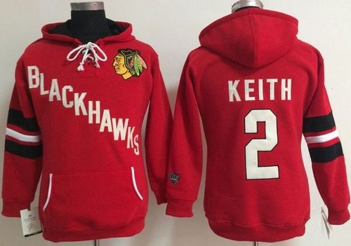 Chicago Blackhawks #2 Duncan Keith Red Women's Old Time Heidi NHL Hoodie