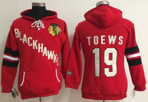 Chicago Blackhawks #19 Jonathan Toews Red Women's Old Time Heidi NHL Hoodie