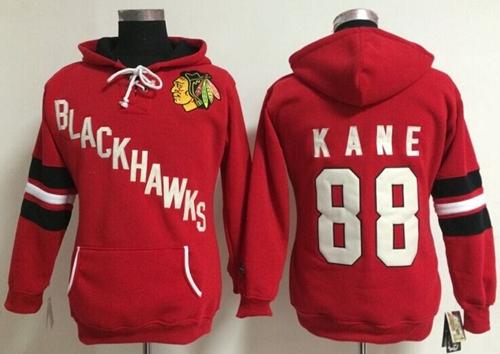 Chicago Blackhawks #88 Patrick Kane Red Women's Old Time Heidi NHL Hoodie