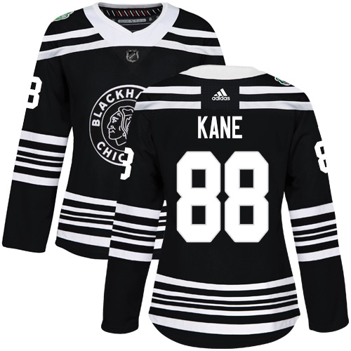 Adidas Blackhawks #88 Patrick Kane Black Authentic 2019 Winter Classic Women's Stitched NHL Jersey - Click Image to Close