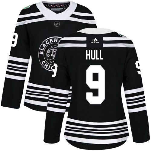 Adidas Blackhawks #9 Bobby Hull Black Authentic 2019 Winter Classic Women's Stitched NHL Jersey