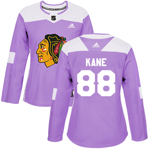 Adidas Blackhawks #88 Patrick Kane Purple Authentic Fights Cancer Women's Stitched NHL Jersey