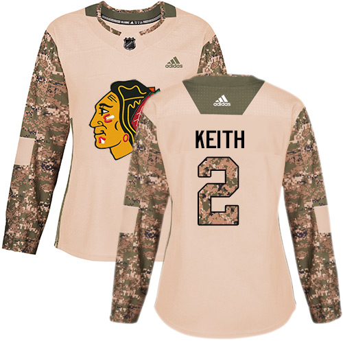 Adidas Blackhawks #2 Duncan Keith Camo Authentic 2017 Veterans Day Women's Stitched NHL Jersey