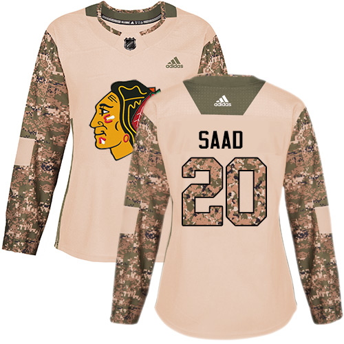 Adidas Blackhawks #20 Brandon Saad Camo Authentic 2017 Veterans Day Women's Stitched NHL Jersey