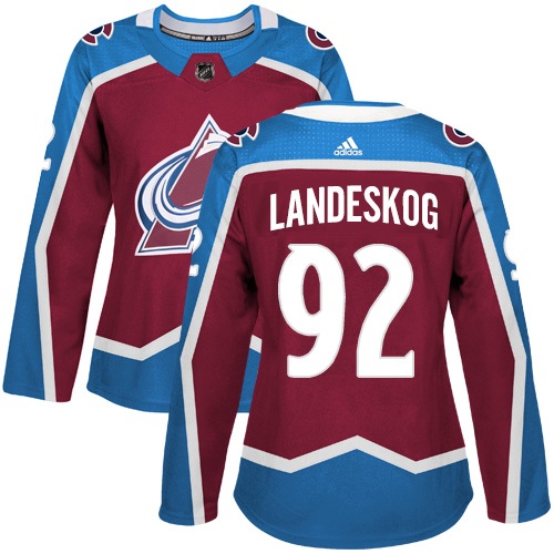 Adidas Avalanche #92 Gabriel Landeskog Burgundy Home Authentic Women's Stitched NHL Jersey - Click Image to Close