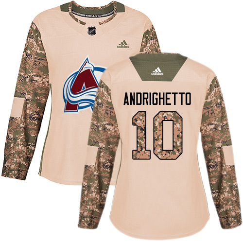 Adidas Avalanche #10 Sven Andrighetto Camo Authentic 2017 Veterans Day Women's Stitched NHL Jersey