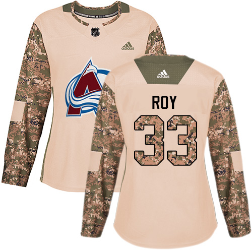 Adidas Avalanche #33 Patrick Roy Camo Authentic 2017 Veterans Day Women's Stitched NHL Jersey - Click Image to Close