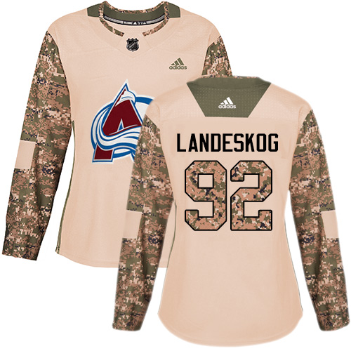 Adidas Avalanche #92 Gabriel Landeskog Camo Authentic 2017 Veterans Day Women's Stitched NHL Jersey - Click Image to Close