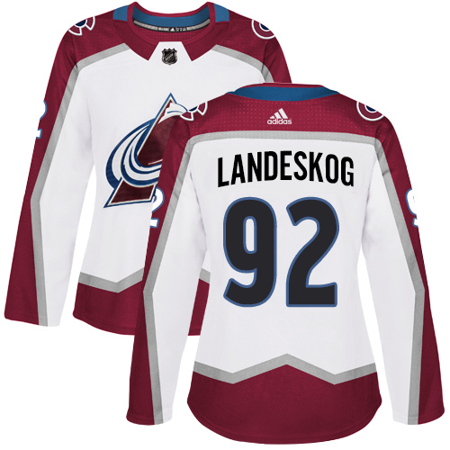 Adidas Avalanche #92 Gabriel Landeskog White Road Authentic Women's Stitched NHL Jersey