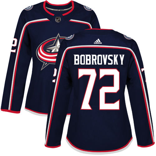 Adidas Blue Jackets #72 Sergei Bobrovsky Navy Blue Home Authentic Women's Stitched NHL Jersey