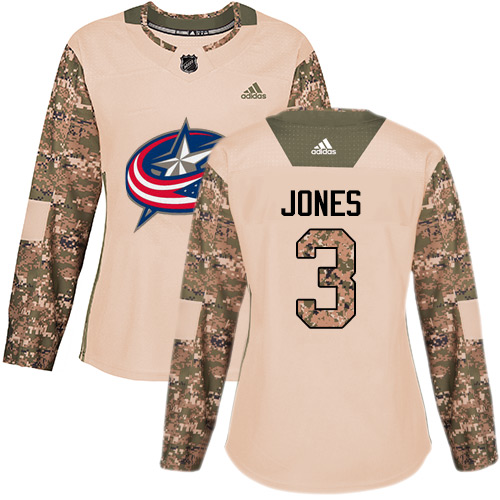 Adidas Blue Jackets #3 Seth Jones Camo Authentic 2017 Veterans Day Women's Stitched NHL Jersey