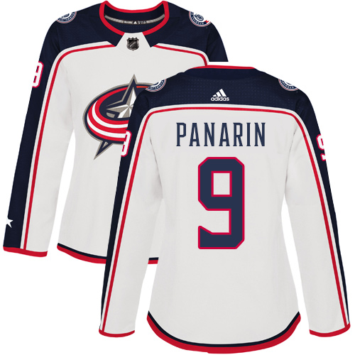 Adidas Blue Jackets #9 Artemi Panarin White Road Authentic Women's Stitched NHL Jersey