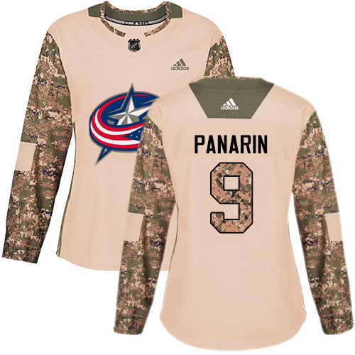 Adidas Blue Jackets #9 Artemi Panarin Camo Authentic 2017 Veterans Day Women's Stitched NHL Jersey