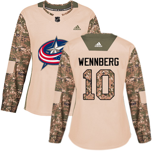 Adidas Blue Jackets #10 Alexander Wennberg Camo Authentic 2017 Veterans Day Women's Stitched NHL Jersey