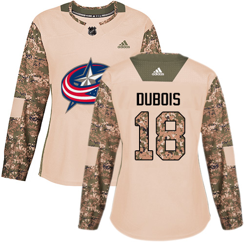 Adidas Blue Jackets #18 Pierre-Luc Dubois Camo Authentic 2017 Veterans Day Women's Stitched NHL Jersey - Click Image to Close