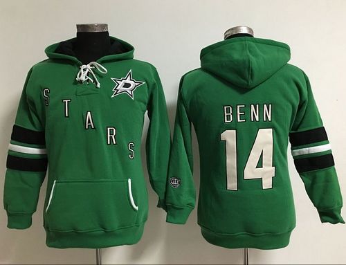 Dallas Stars #14 Jamie Benn Green Women's Old Time Heidi NHL Hoodie