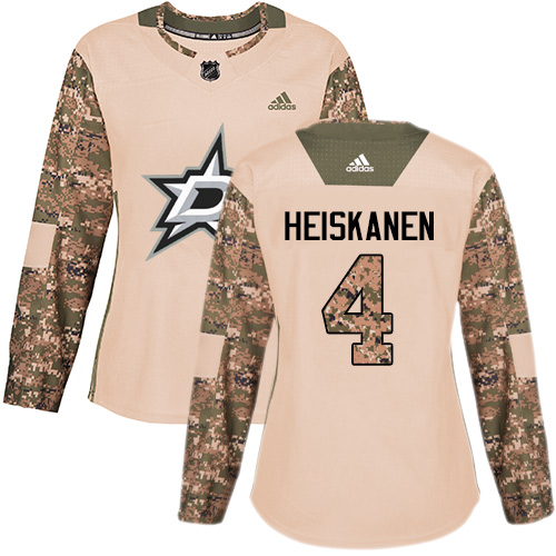 Adidas Stars #4 Miro Heiskanen Camo Authentic 2017 Veterans Day Women's Stitched NHL Jersey