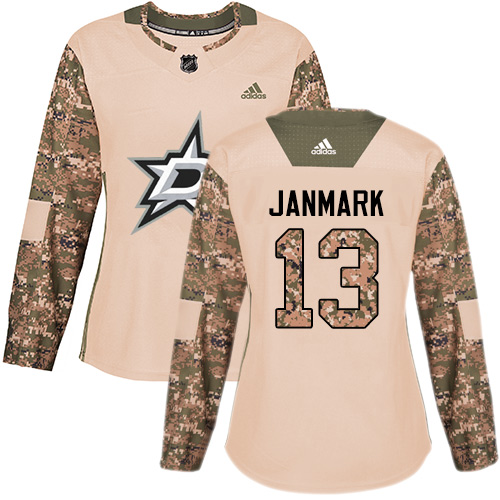 Adidas Stars #13 Mattias Janmark Camo Authentic 2017 Veterans Day Women's Stitched NHL Jersey