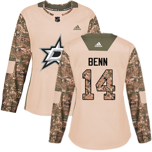 Adidas Stars #14 Jamie Benn Camo Authentic 2017 Veterans Day Women's Stitched NHL Jersey