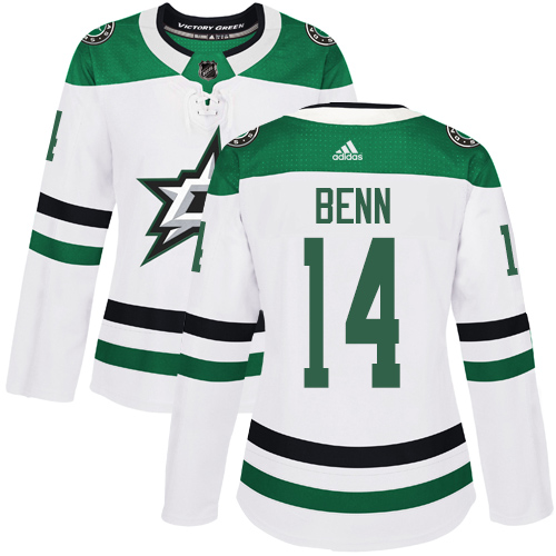 Adidas Stars #14 Jamie Benn White Road Authentic Women's Stitched NHL Jersey