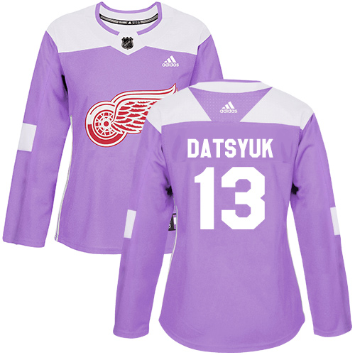 Adidas Red Wings #13 Pavel Datsyuk Purple Authentic Fights Cancer Women's Stitched NHL Jersey - Click Image to Close